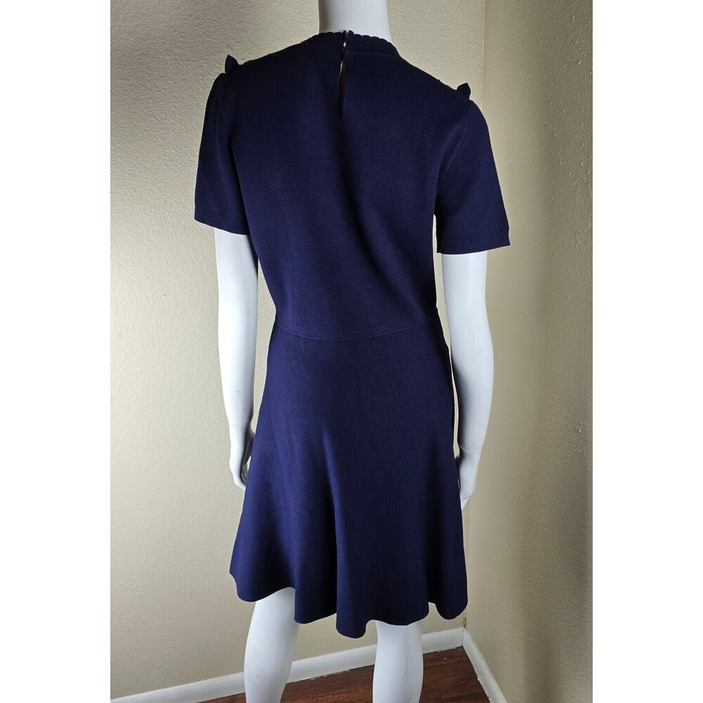 Draper James NWOT Sheer Yoke A-Line Sweater Dress Nassau Navy, Medium - Picture 6 of 10